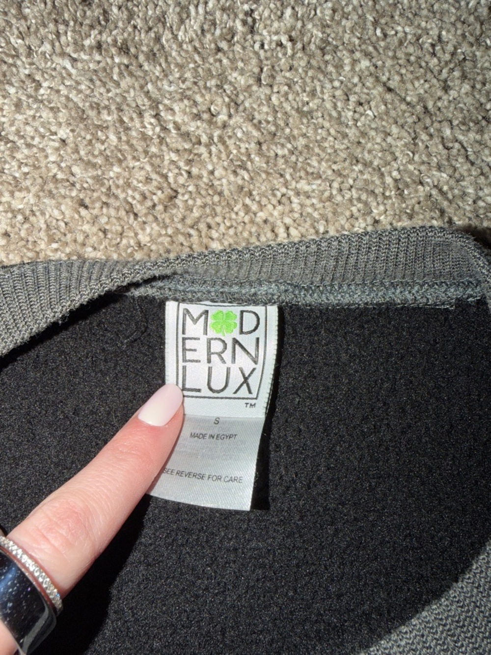 Modern Lux Dark Gray “Lucky” Crewneck Sweatshirt View 2